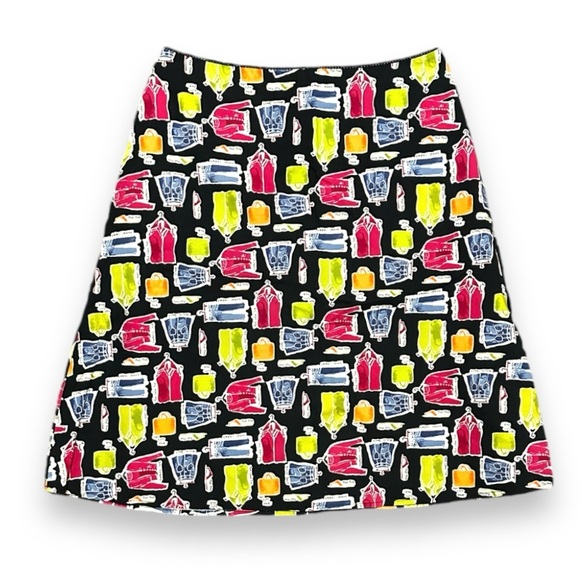 Vintage Valerie Stevens Black Novelty Print Skirt Women’s Size 12 Summer Twee - Picture 1 of 16